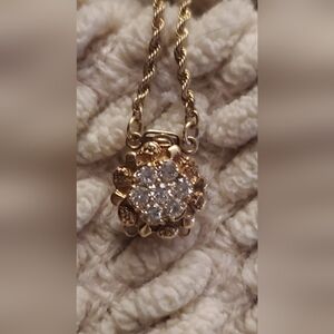 14K YG Vintage Diamond Clasp Slide Charm Bracelet